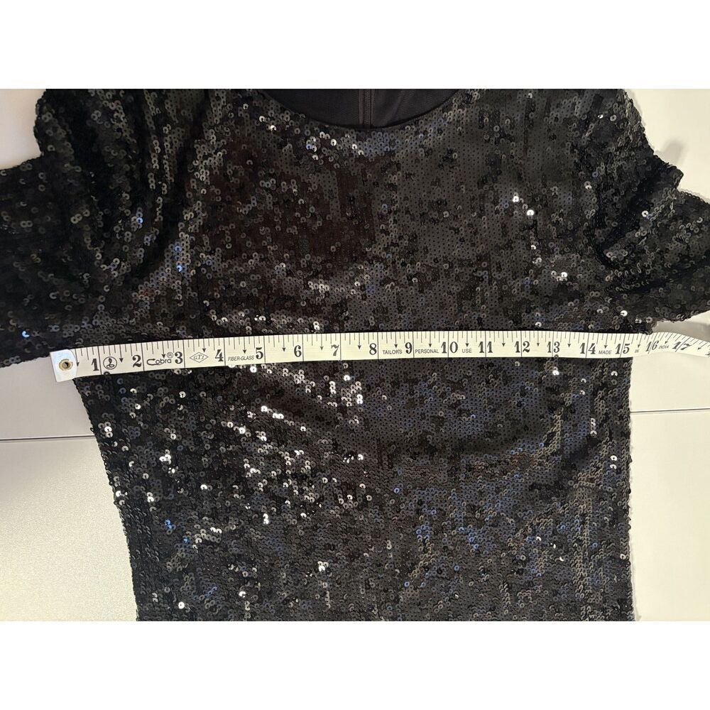 Tory Burch Black Sequin Long Sleeve Top Sparkly Party Evening Blouse - Picture 6 of 6